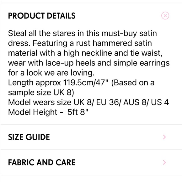 Rust Burnt Orange Satin High Neck Long Sleeve Midi Dress - Picture 6 of 8